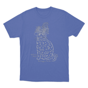 Victorian Cat T Shirt Blue